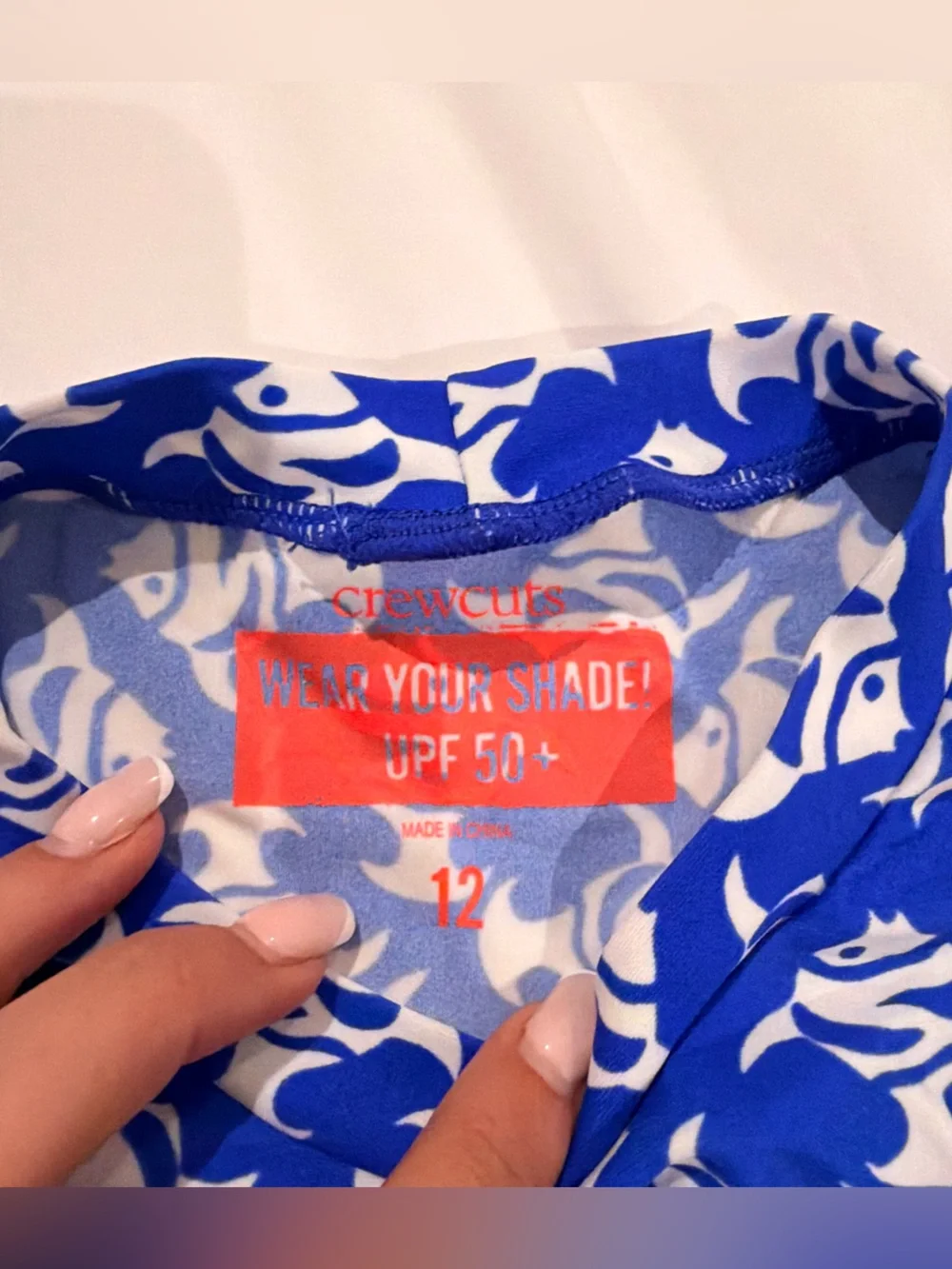Crew Cuts Kids 3 Piece - Blue Floral Print Swim Set with Rash Guard